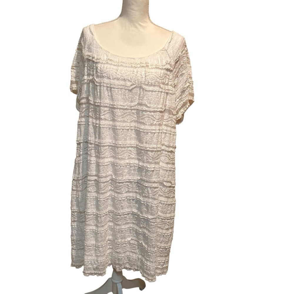 Chris McLaughlin Chic White‎ Textured Midi Dress size 24W lined